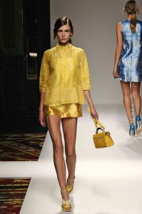 Top-Grade-Silk-And-Polyester-Catwalk-Day-Brand-Golden-Yellow-Dress-Women-With-Top-And-Pants